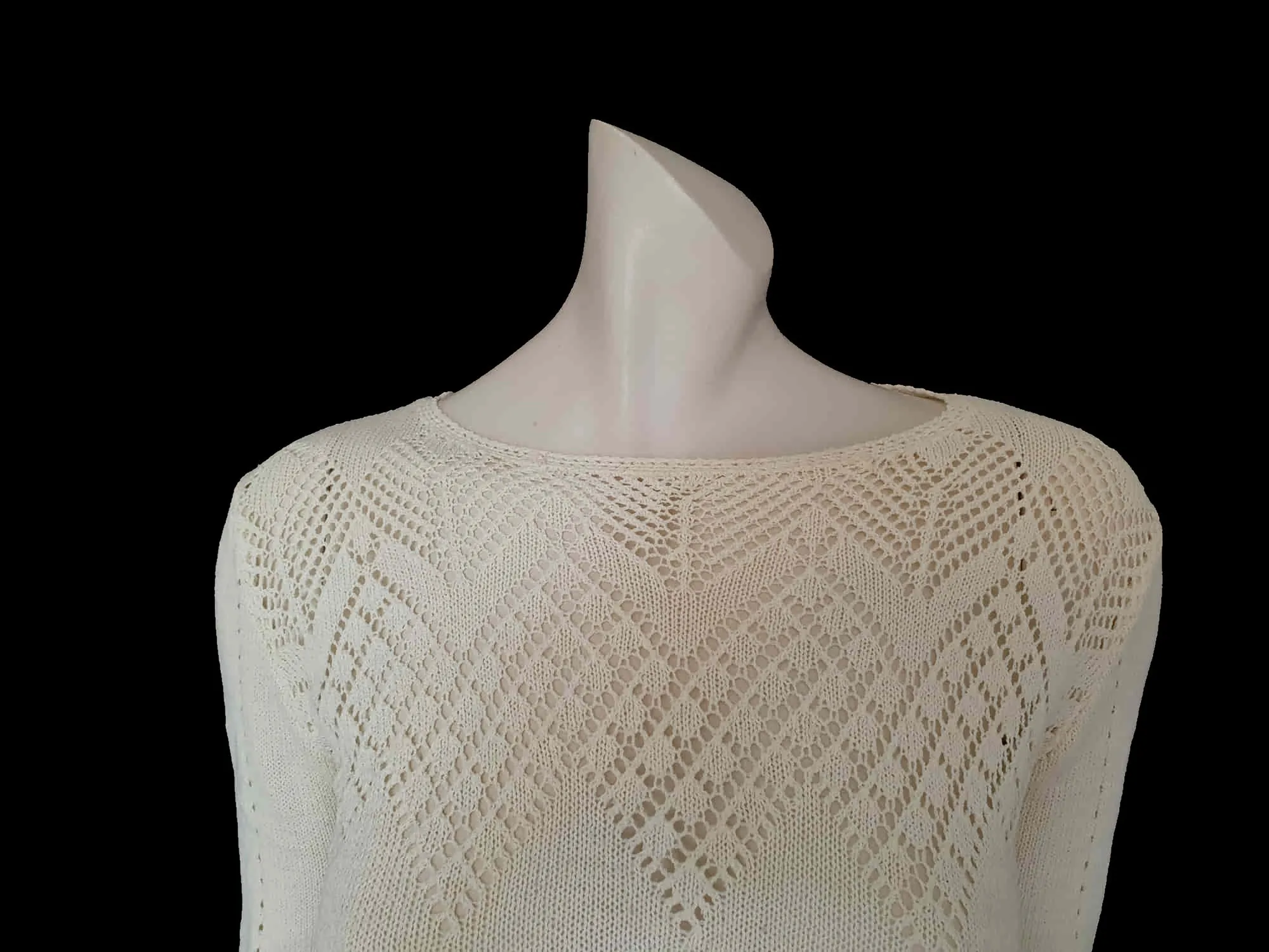 1980s Cream Lacy Knit Jumper by Club Prive