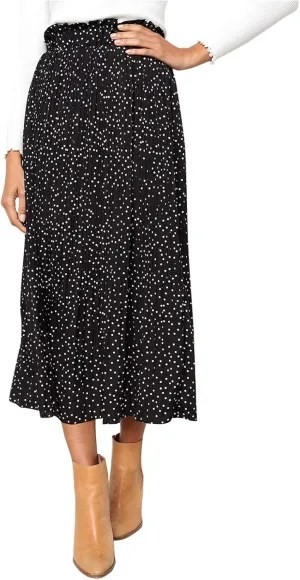 2023 Summer Spring Women's Casual Skirts Skirts for Women Trendy Elegant High Skirt Dot Women's Pleated Midi