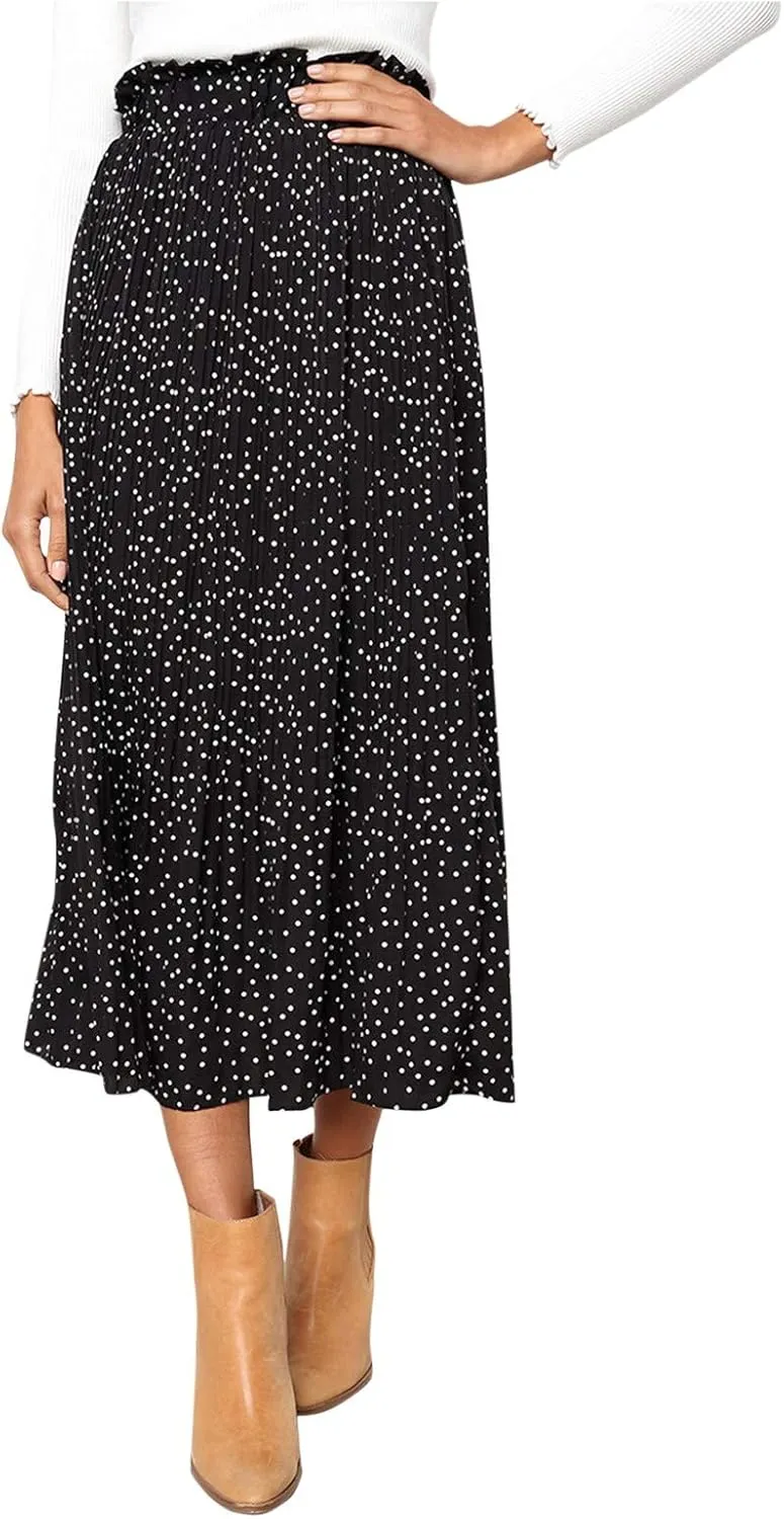 2023 Summer Spring Women's Casual Skirts Skirts for Women Trendy Elegant High Skirt Dot Women's Pleated Midi