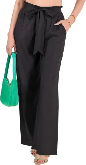2025 Women's Wide Leg Summer Palazzo Pants with Pockets High Waist Adjustable Knot Flowy Casual Lounge Beach Trousers