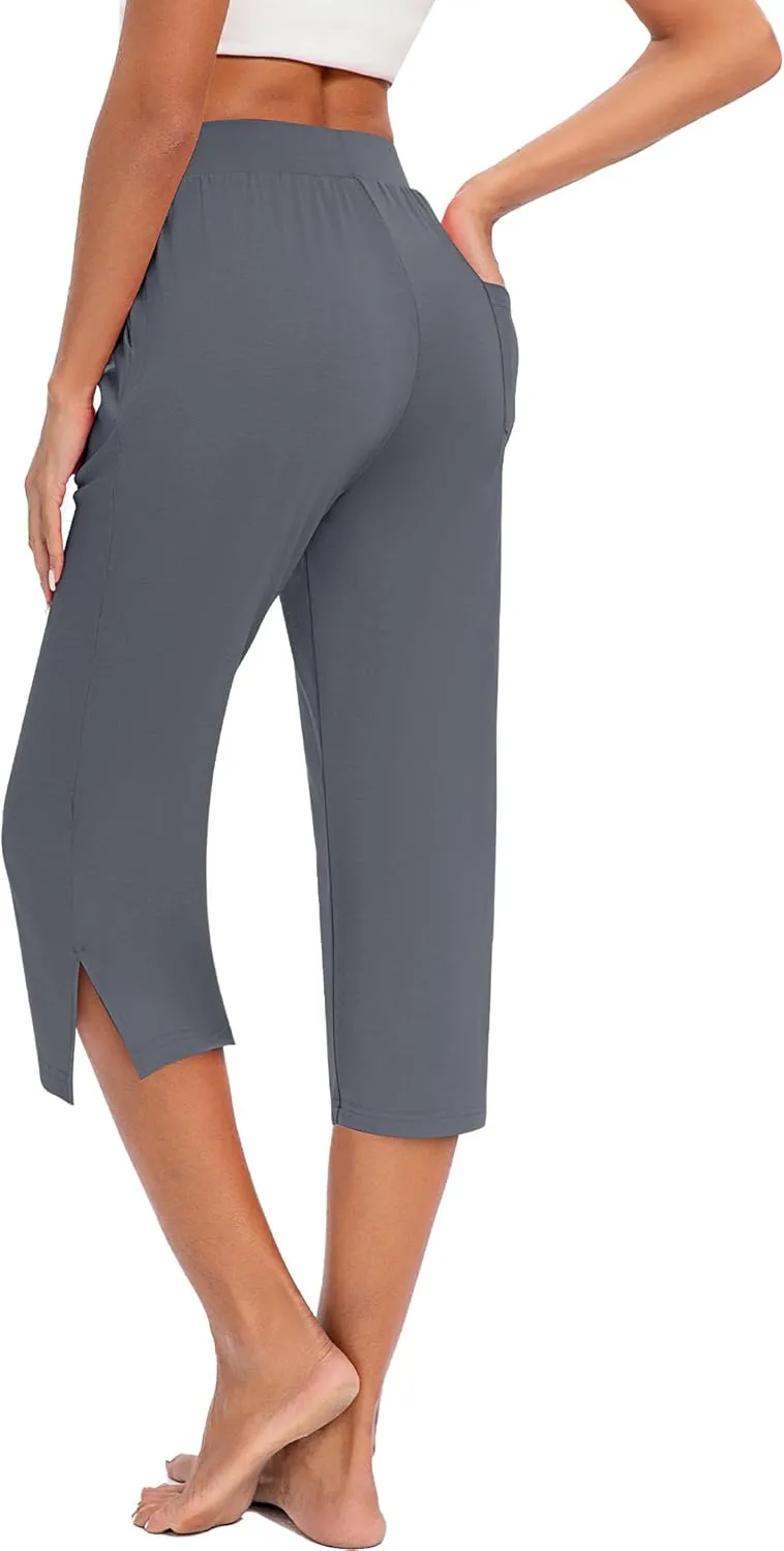 3 Pack Women's Capri Pants Capri Joggers Loose Cropped Workout Sweatpants Running Lounge Pants with Pockets