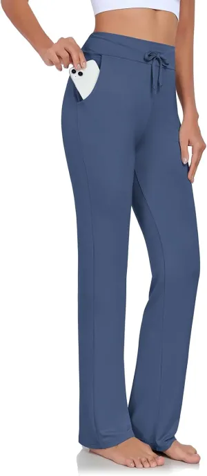 ADANIKI Womens Yoga Pants with Pockets Straight-Leg Loose Comfy Modal Drawstring Lounge Running Long Active Casual Sweatpants