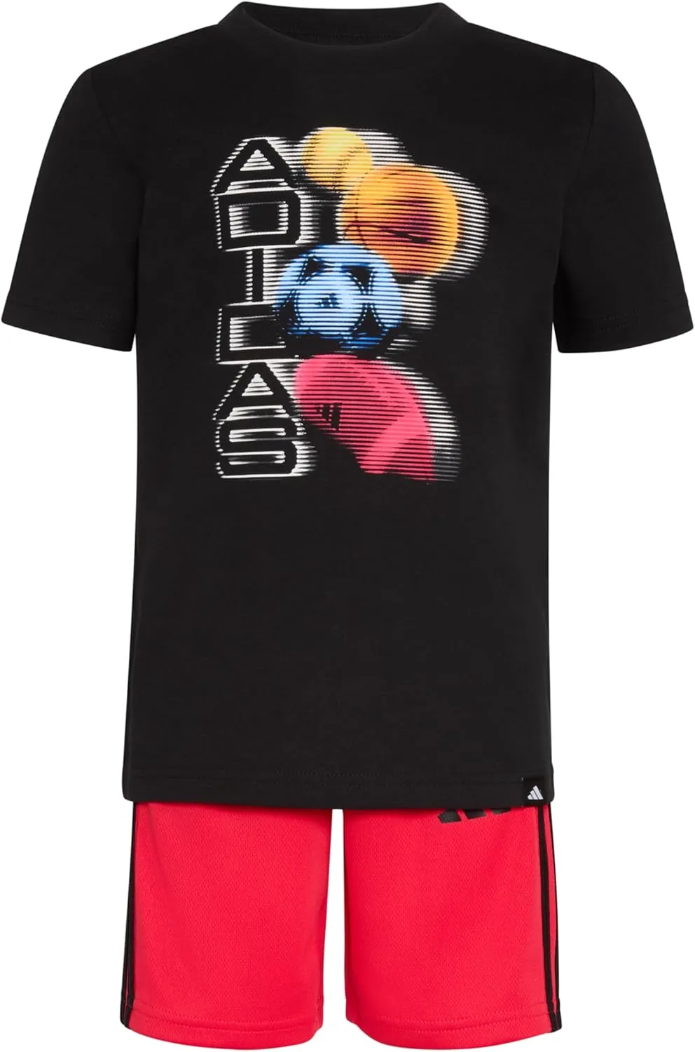 adidas Boys Short Sleeve Graphic Cotton Tee Shirt and 3-stripe Short Set