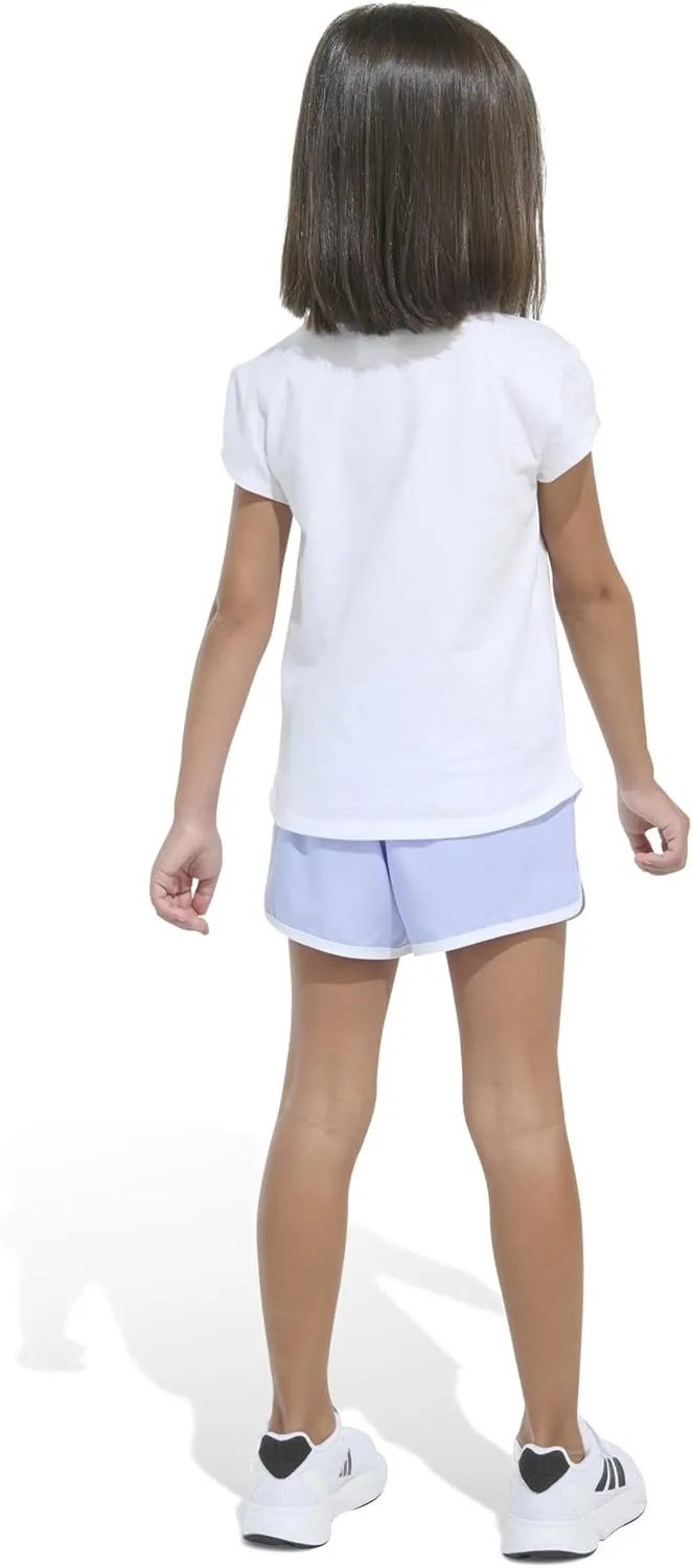 adidas Girls Cap Sleeve Tee Shirt and Woven Short Set
