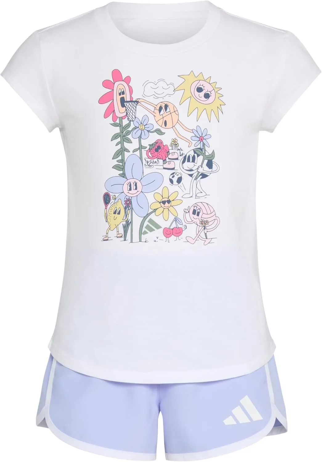 adidas Girls Cap Sleeve Tee Shirt and Woven Short Set
