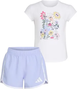 adidas Girls Cap Sleeve Tee Shirt and Woven Short Set