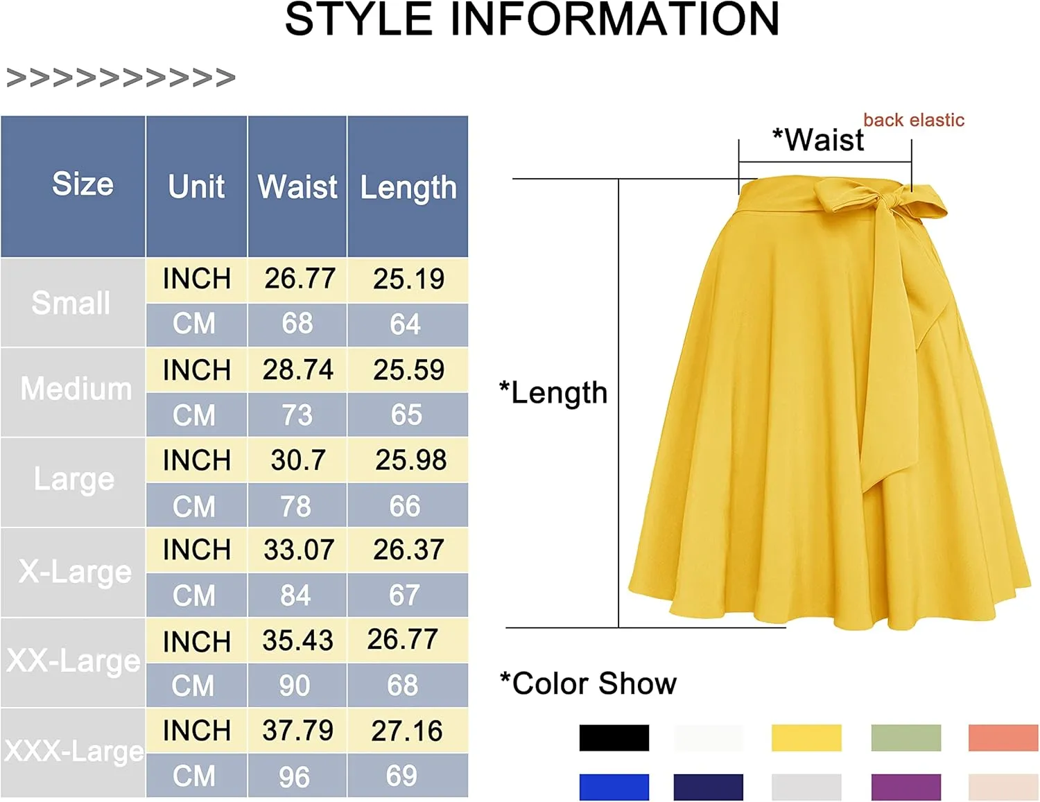 Afibi Womens Vintage High Waist A-Line Skater Skirt Flared Midi Skirt with Pockets