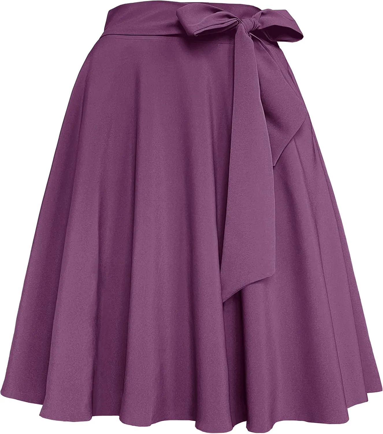 Afibi Womens Vintage High Waist A-Line Skater Skirt Flared Midi Skirt with Pockets