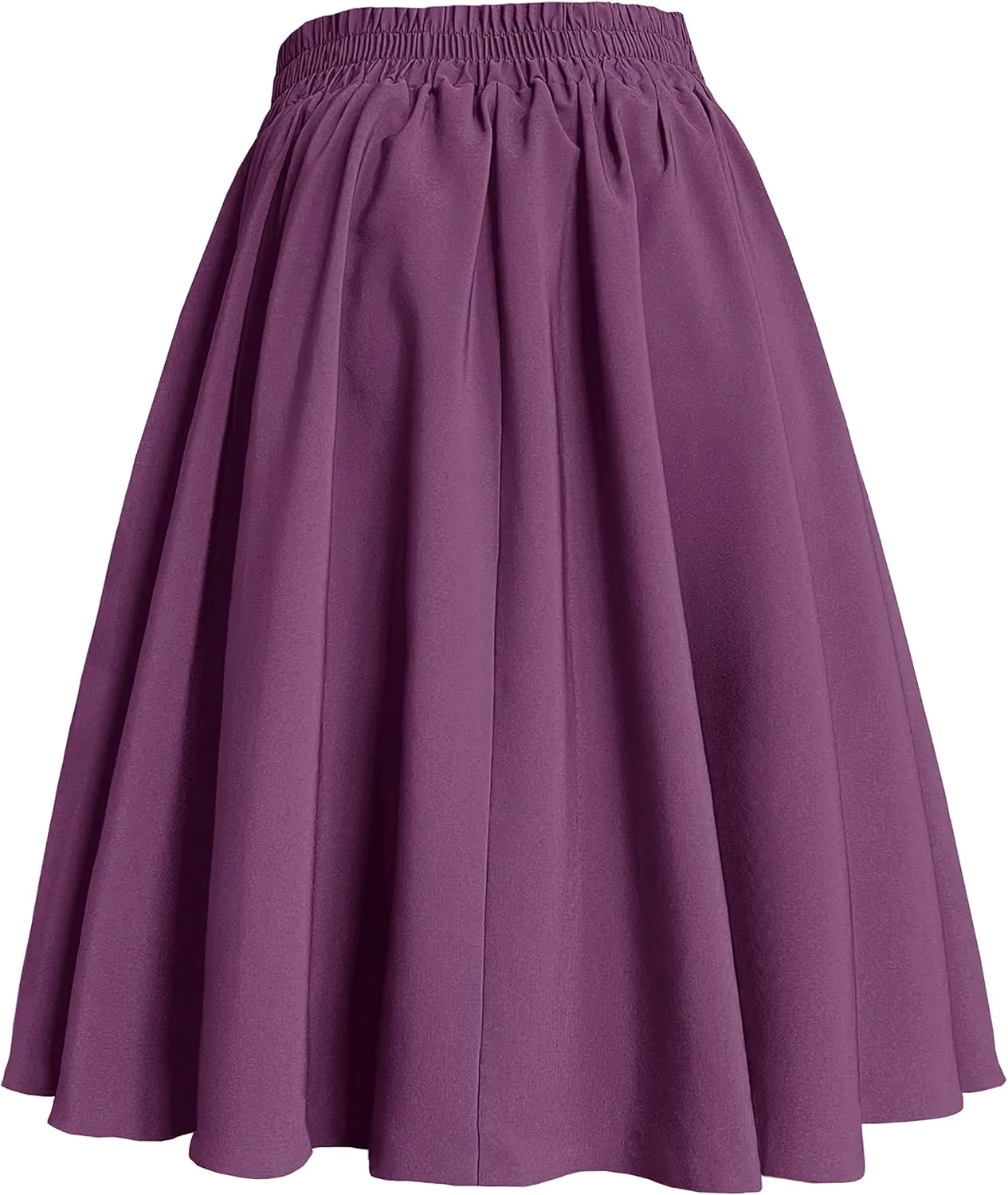 Afibi Womens Vintage High Waist A-Line Skater Skirt Flared Midi Skirt with Pockets