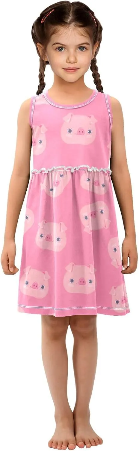 Aflyko Girls Sleeveless Dress Adorable Tank Play Sundress 2T-8T