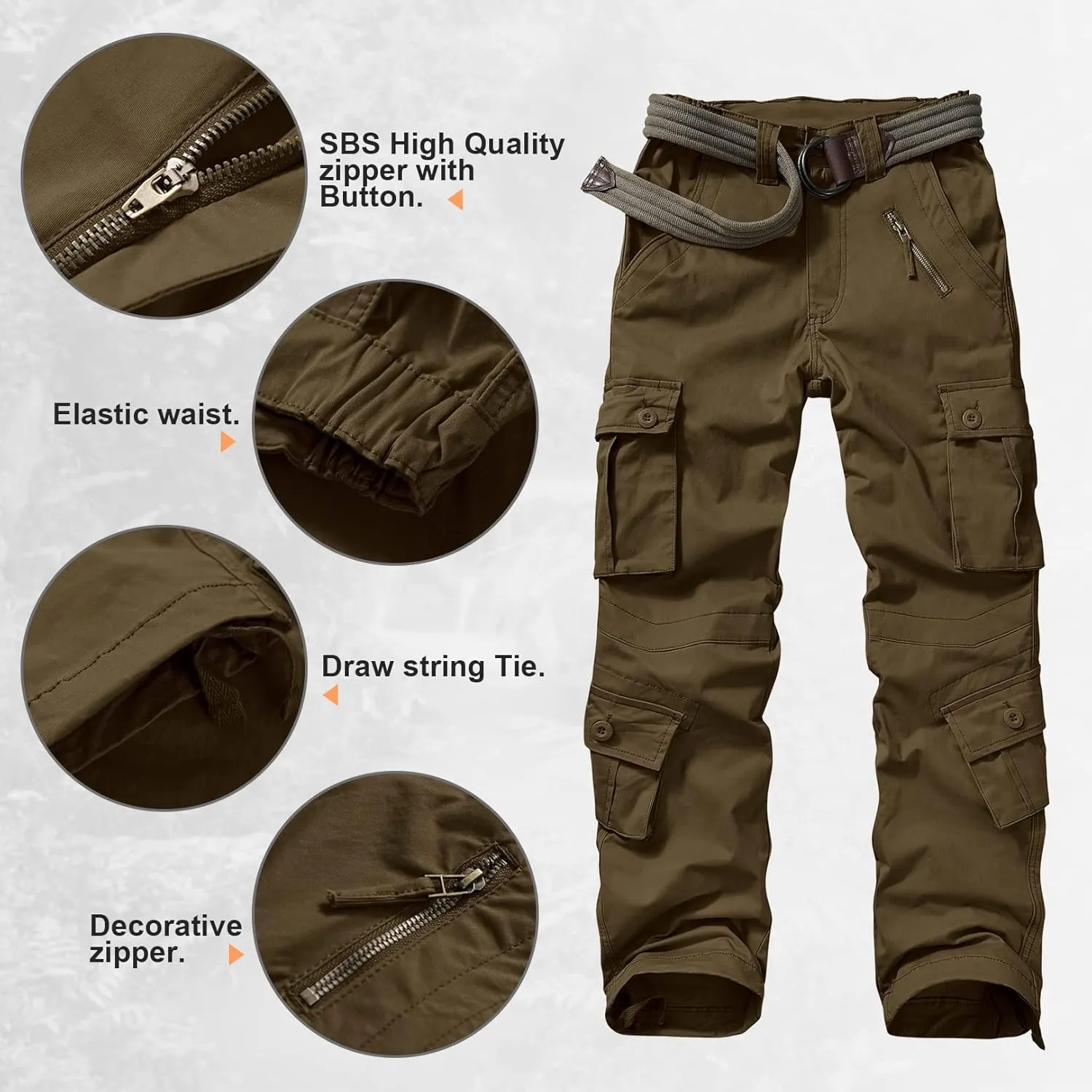 Alfiudad Womens Cargo Pants with Pockets, Women's Casual Military Army Hiking Combat Tactical Work Pants Trousers