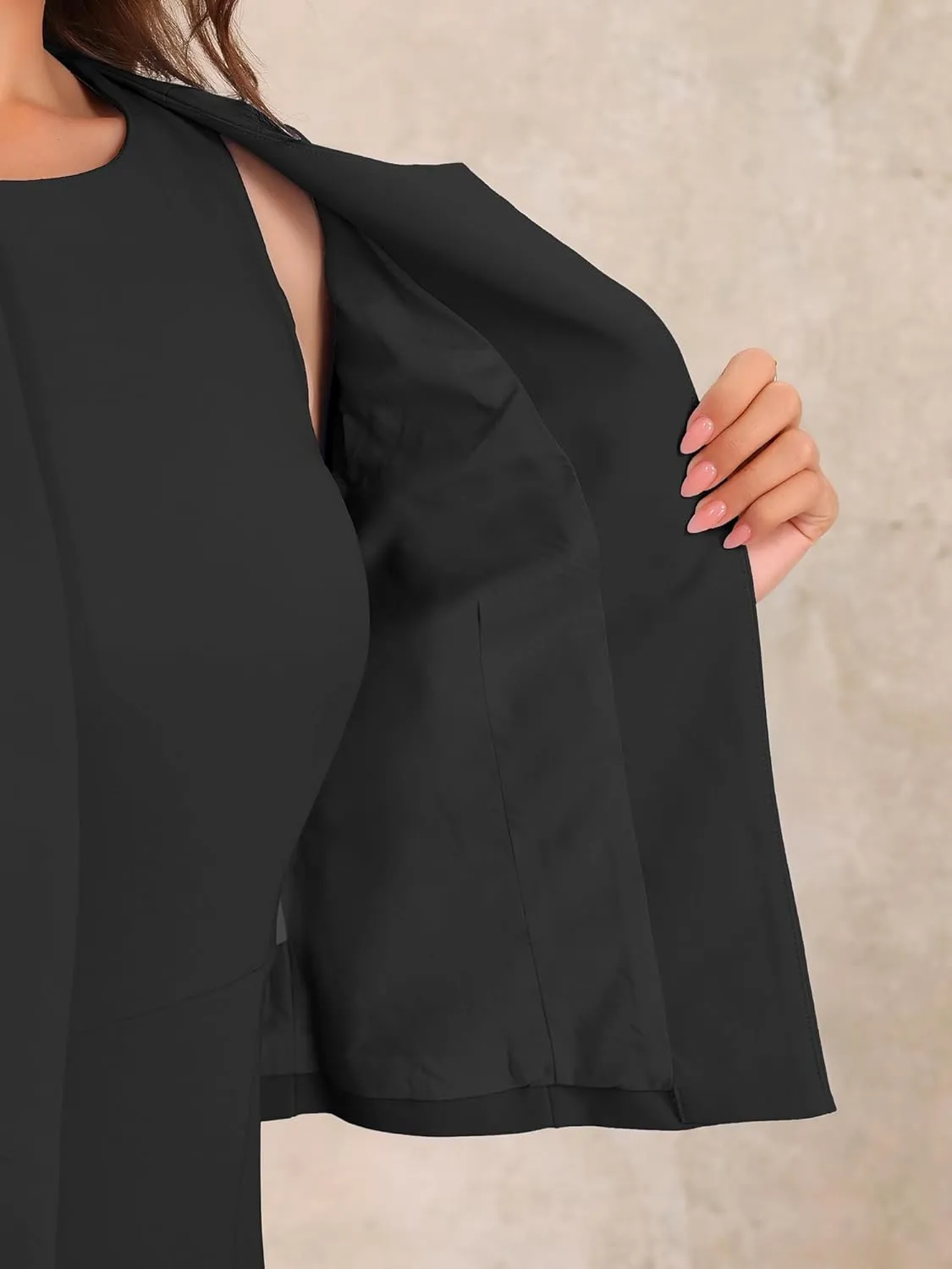 Allegra K 2 Piece Suit Dress Set for Women's Business Sleeveless Dress and Crop Blazer