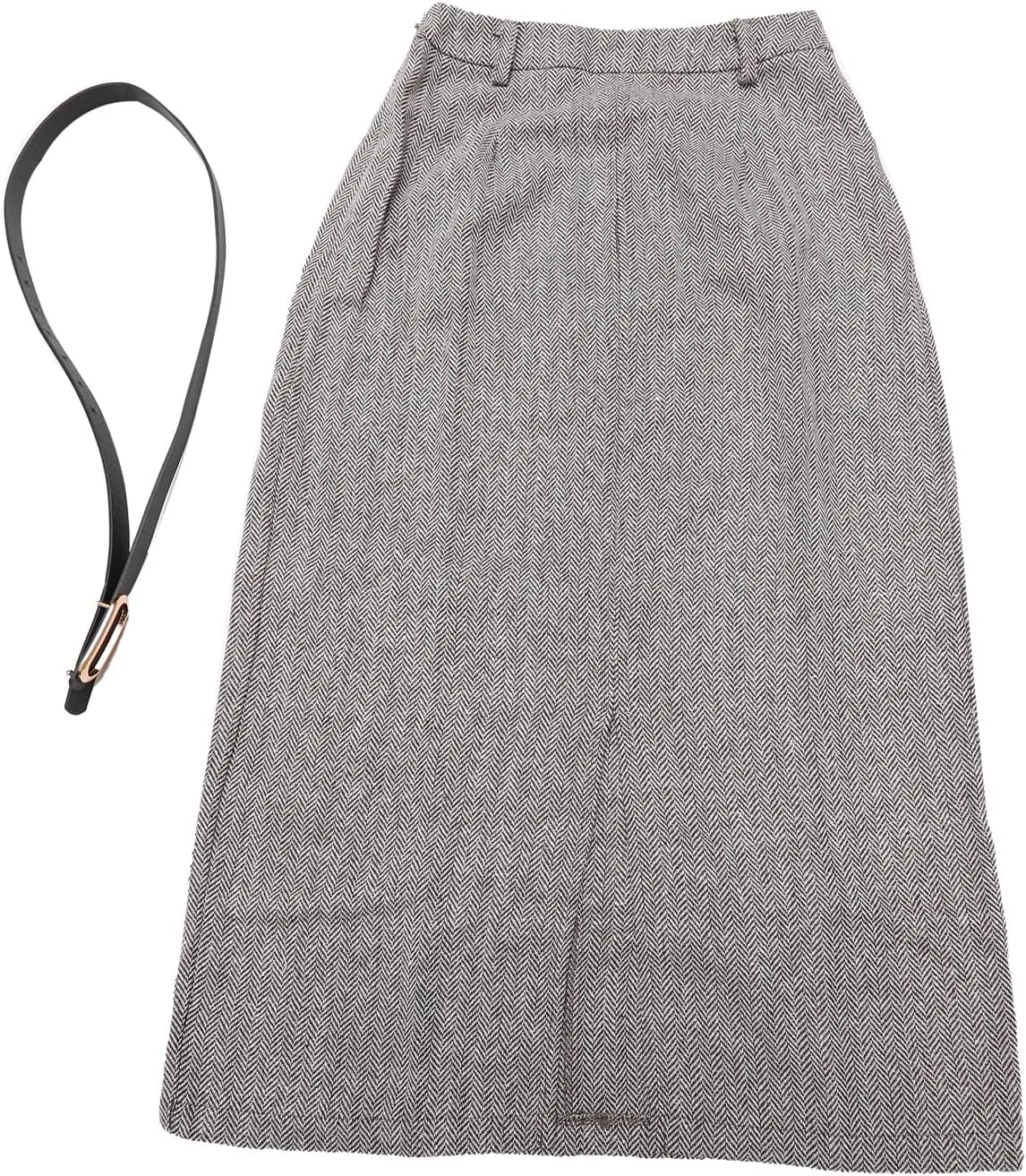 Allegra K Midi Pencil Skirt for Women Fall Winter High Waisted Work Office Skirts with Belt