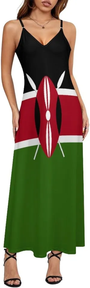 American Flag Women Summer Camisole Long Skirt, Beach Skirt, Suspender Dress, Fishtail Skirt