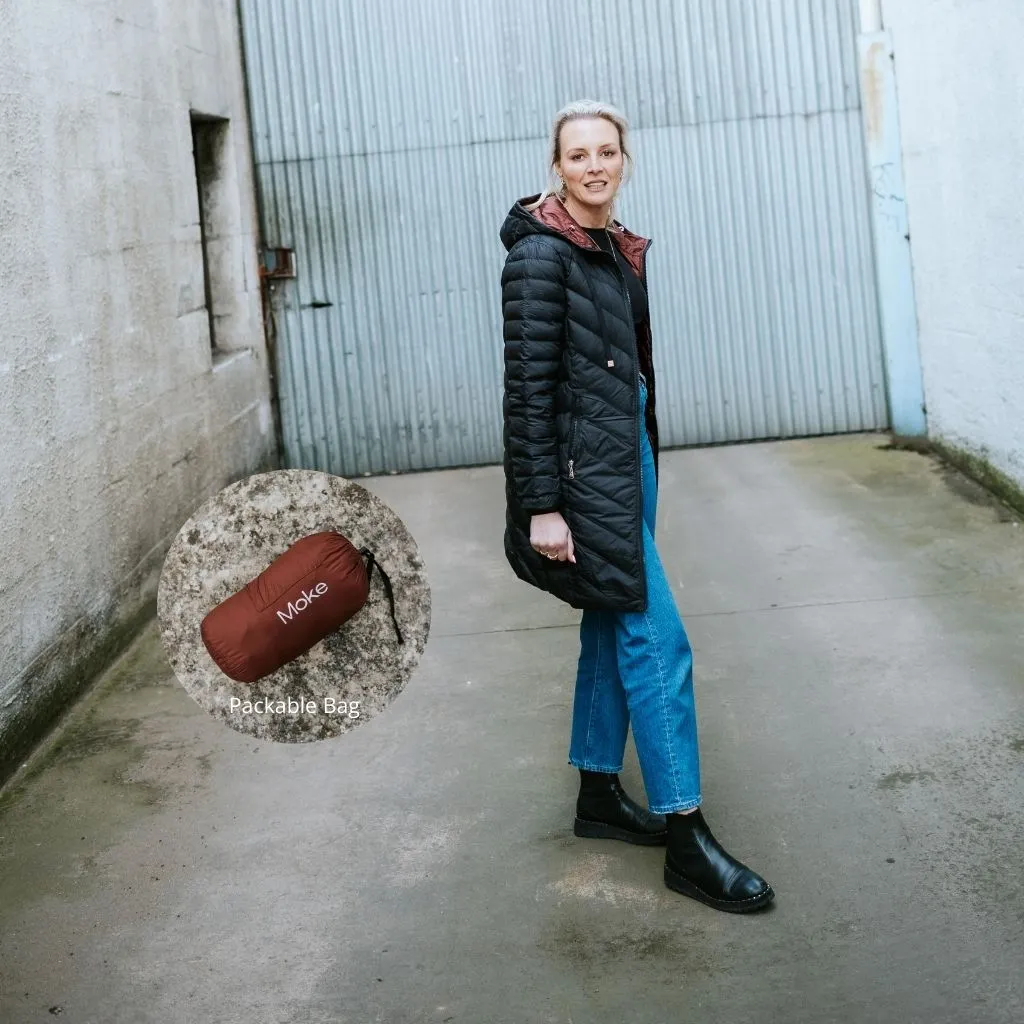 Arnie Women's 90/10 Reversible Down Coat - Black/Cabernet