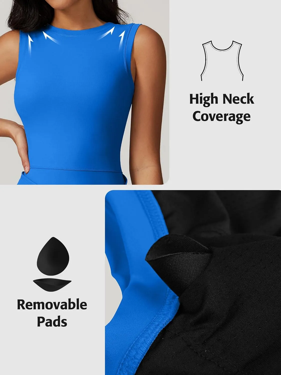 ATTRACO Tennis Dress Golf Outfits for Women Sleeveless Side Slit Active Dress Workout Romper Dresses