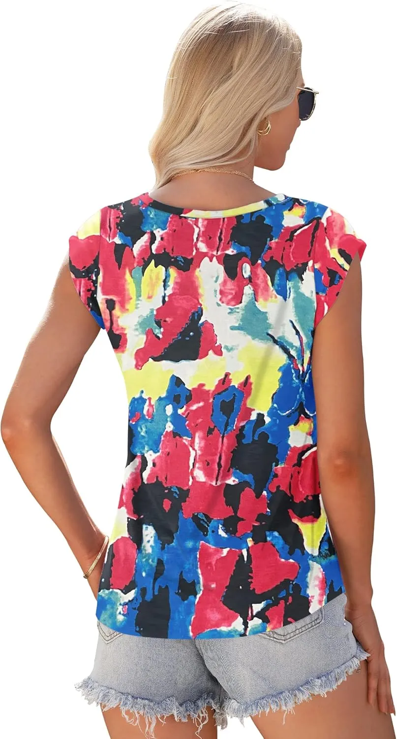 AUSELILY Womens Cap Sleeve T-Shirt Casual Loose Fit Tank Tops