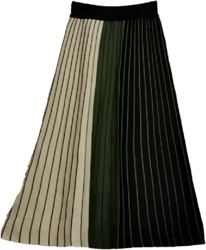 Autumn Winter Knitting Skirt High Waist Long Pencil Skirt Women Knitted Maxi Skirt Warm Thick Midi Stripe Skirt