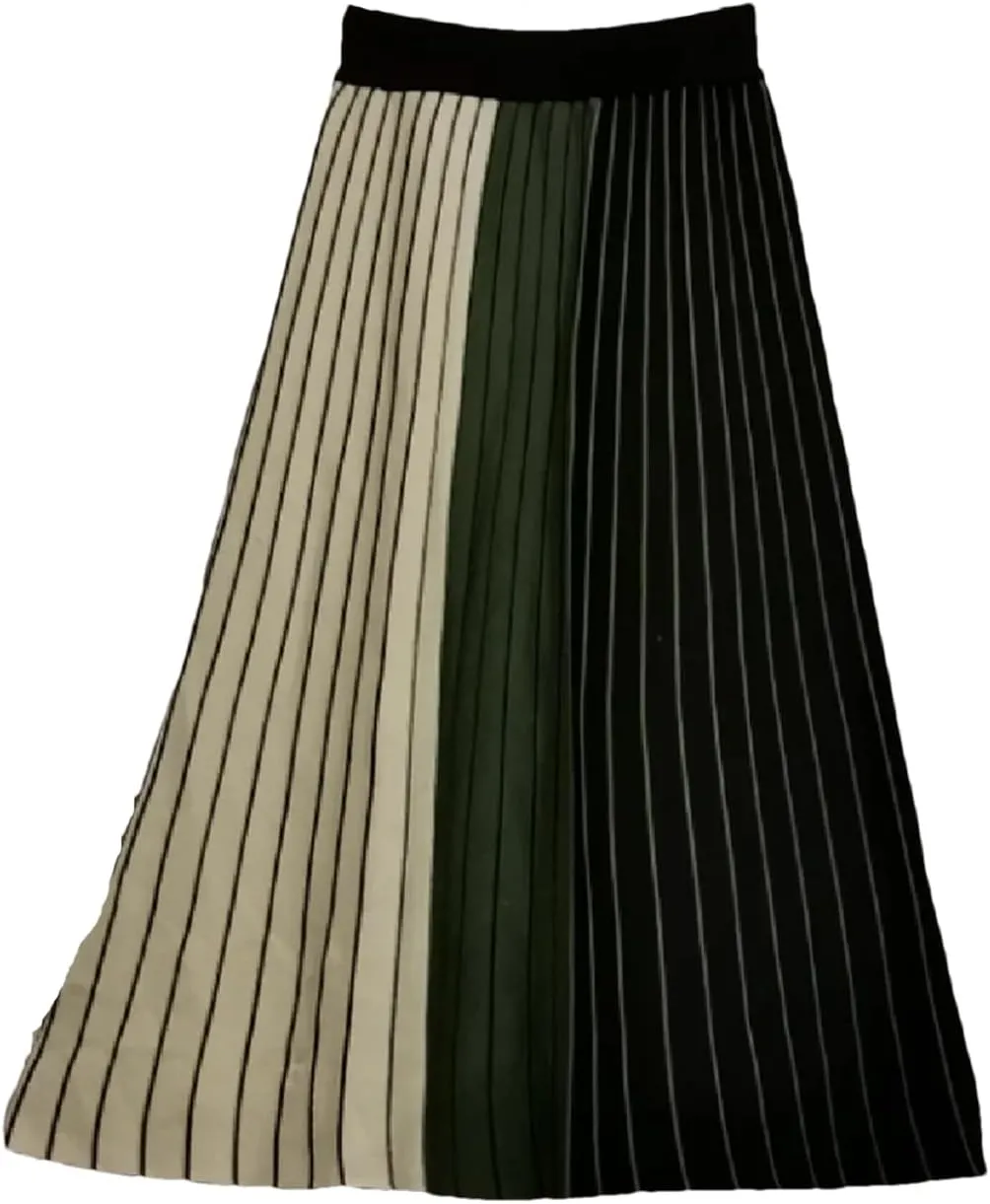 Autumn Winter Knitting Skirt High Waist Long Pencil Skirt Women Knitted Maxi Skirt Warm Thick Midi Stripe Skirt