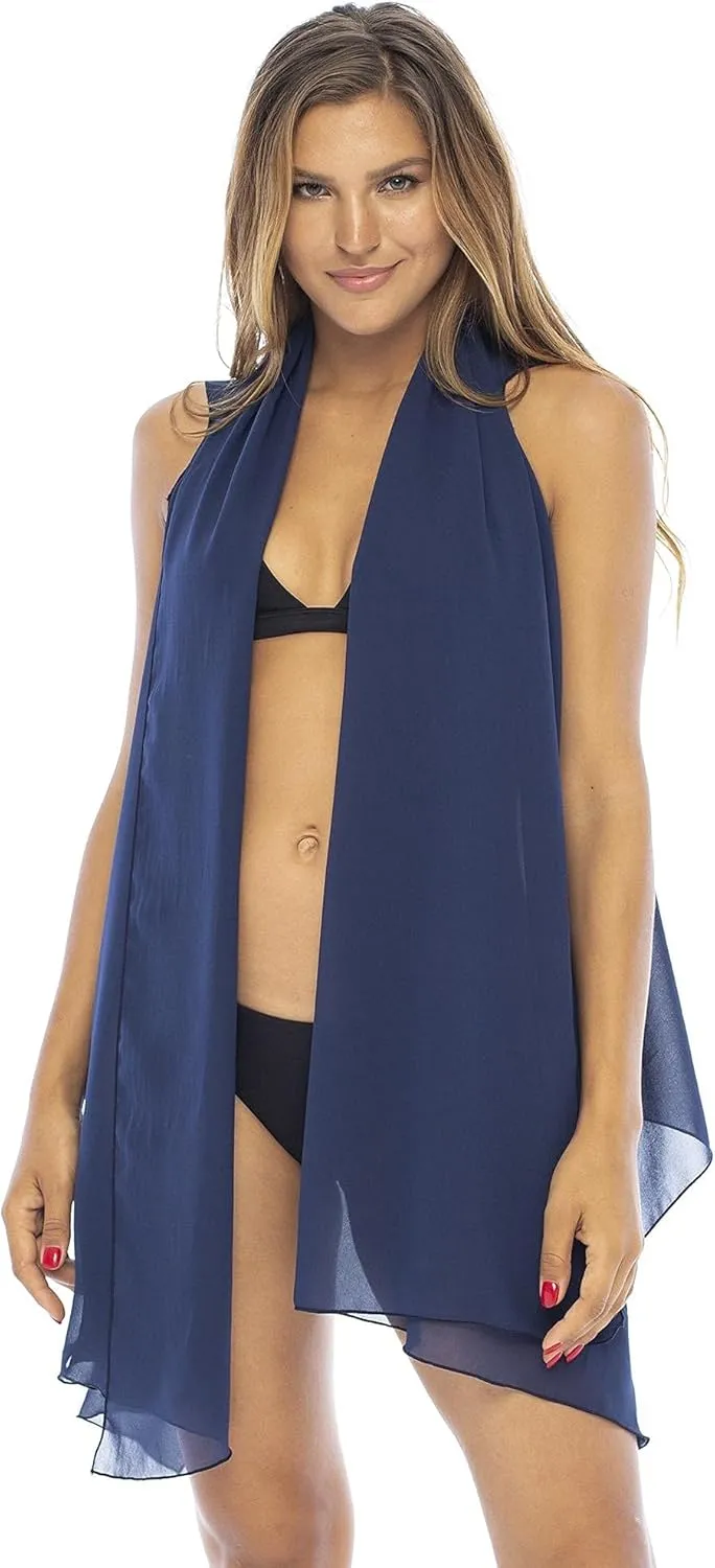 Back From Bali Womens Sleeveless Kimono Duster Sheer Chiffon Boho Cardigan Vest