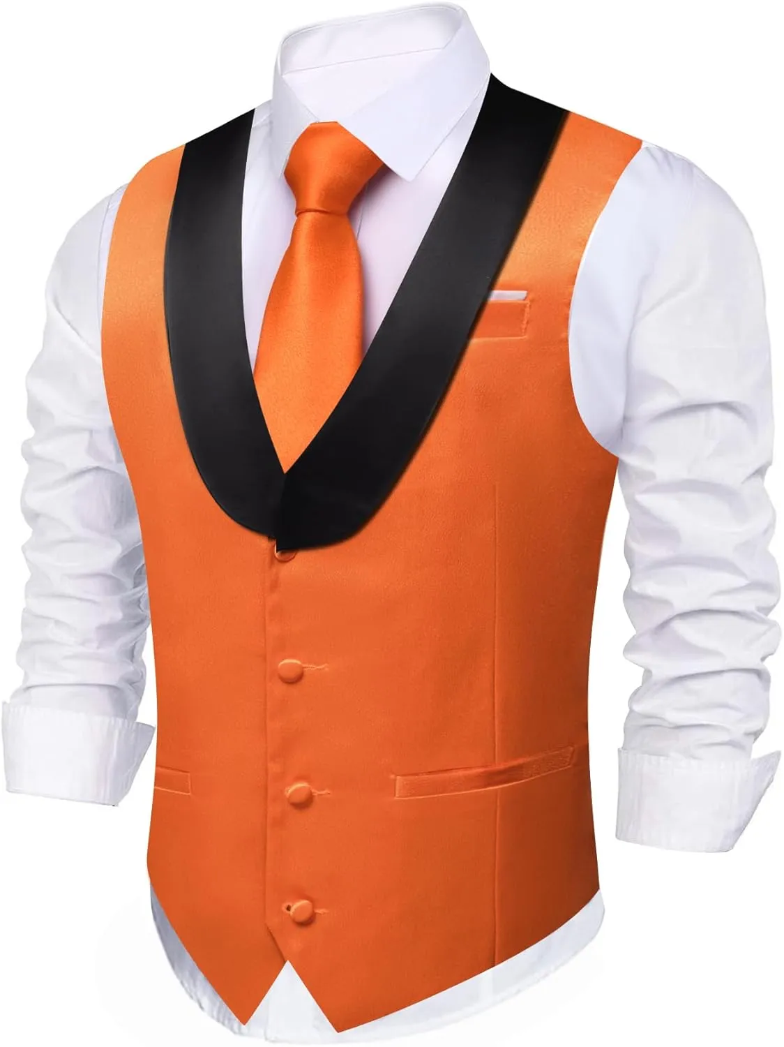 Barry.Wang Mens Formal Suit Vest Casual Business Waistcoat Tie Bowtie Set Shawl Collar Slim Fit Vest Wedding Party