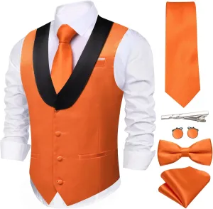 Barry.Wang Mens Formal Suit Vest Casual Business Waistcoat Tie Bowtie Set Shawl Collar Slim Fit Vest Wedding Party