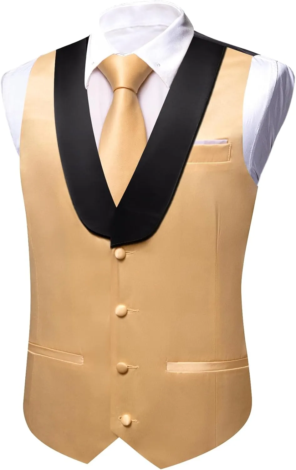 Barry.Wang Mens Formal Suit Vest Casual Business Waistcoat Tie Bowtie Set Shawl Collar Slim Fit Vest Wedding Party