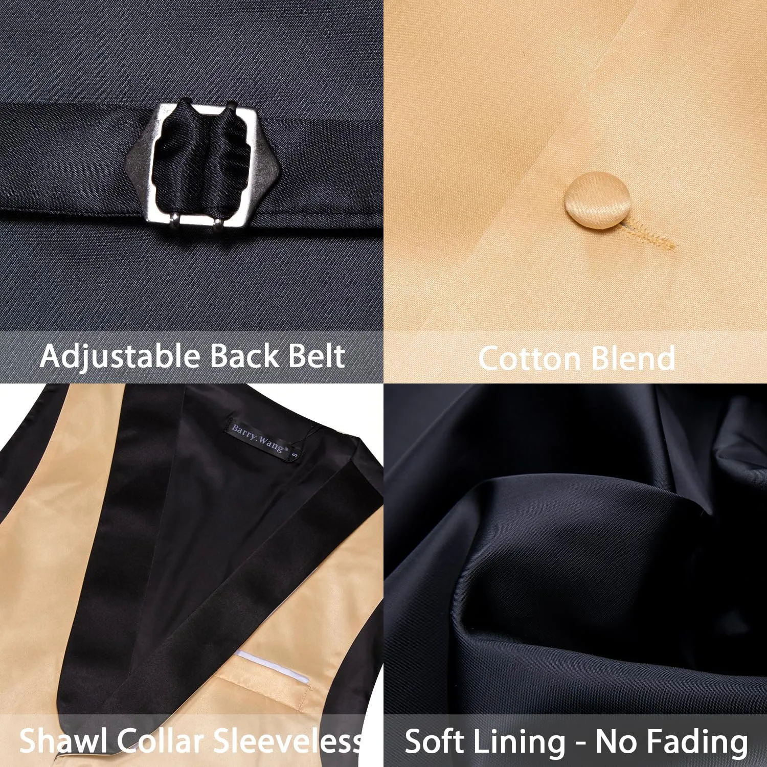 Barry.Wang Mens Formal Suit Vest Casual Business Waistcoat Tie Bowtie Set Shawl Collar Slim Fit Vest Wedding Party
