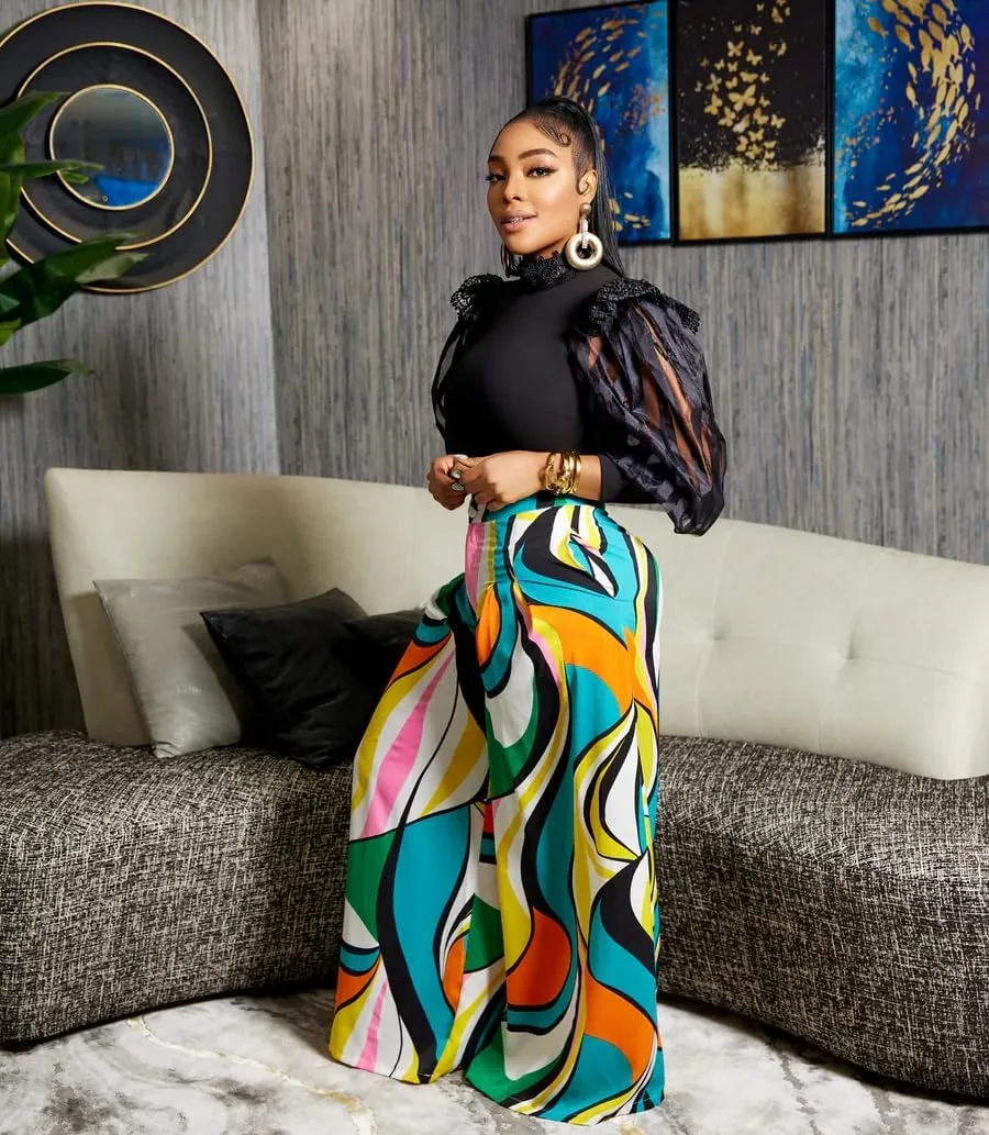 BFFBABY Womens Casual Palazzo Pants High Waist Printed Ruched Loose Flowy Lounge Wide Leg Pants (M-3XL)