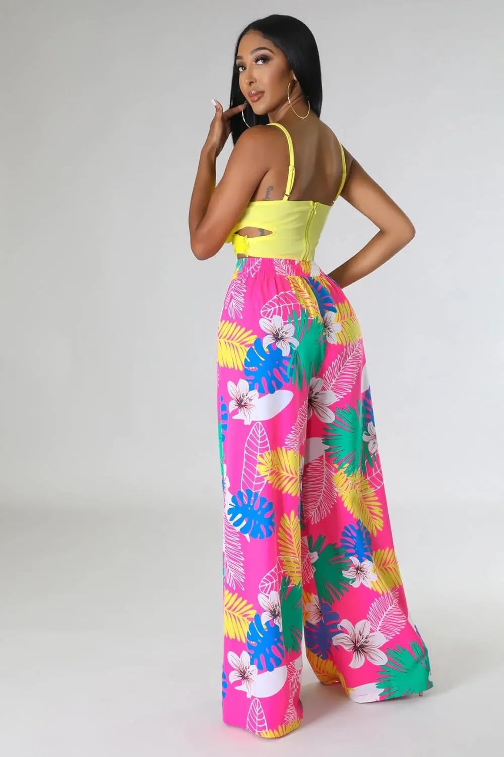 BFFBABY Womens Casual Palazzo Pants High Waist Printed Ruched Loose Flowy Lounge Wide Leg Pants (M-3XL)