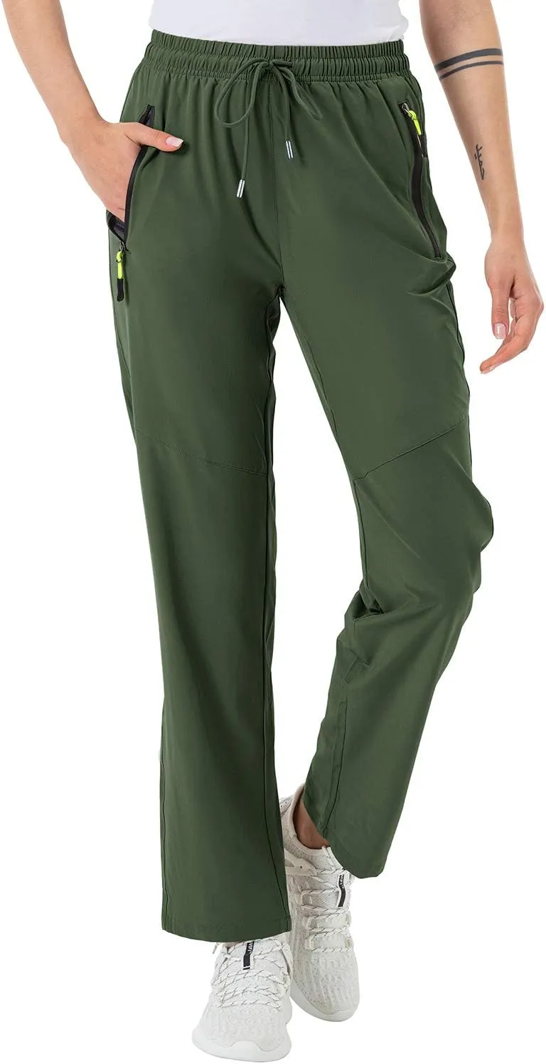 BGOWATU Women's Hiking Cargo Pants Quick Dry Lightweight Water Resistant Joggers Pants Zipper Pockets