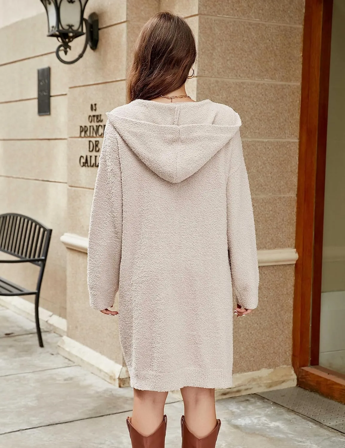 BMJL Womens Fall/Winter Cardigans Hooded Cable Knit Sweaters Oversized Open Front Coats with Pockets 2023