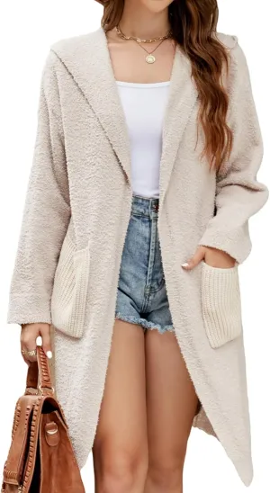 BMJL Womens Fall/Winter Cardigans Hooded Cable Knit Sweaters Oversized Open Front Coats with Pockets 2023