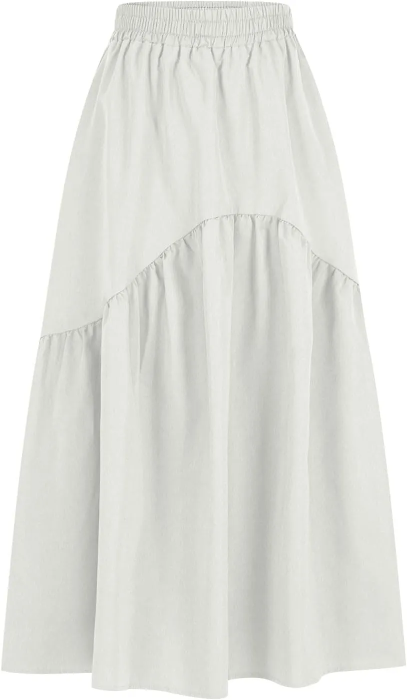 Boho Summer Maxi Skirts for Women, 2025 Trendy Casual Beach Skirt High Waist Bohemian Lightweight Flowy Skirts