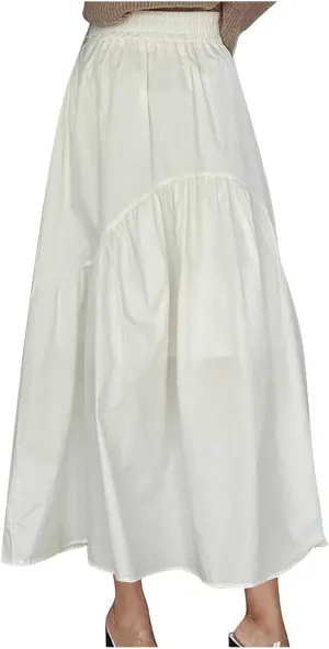 Boho Summer Maxi Skirts for Women, 2025 Trendy Casual Beach Skirt High Waist Bohemian Lightweight Flowy Skirts