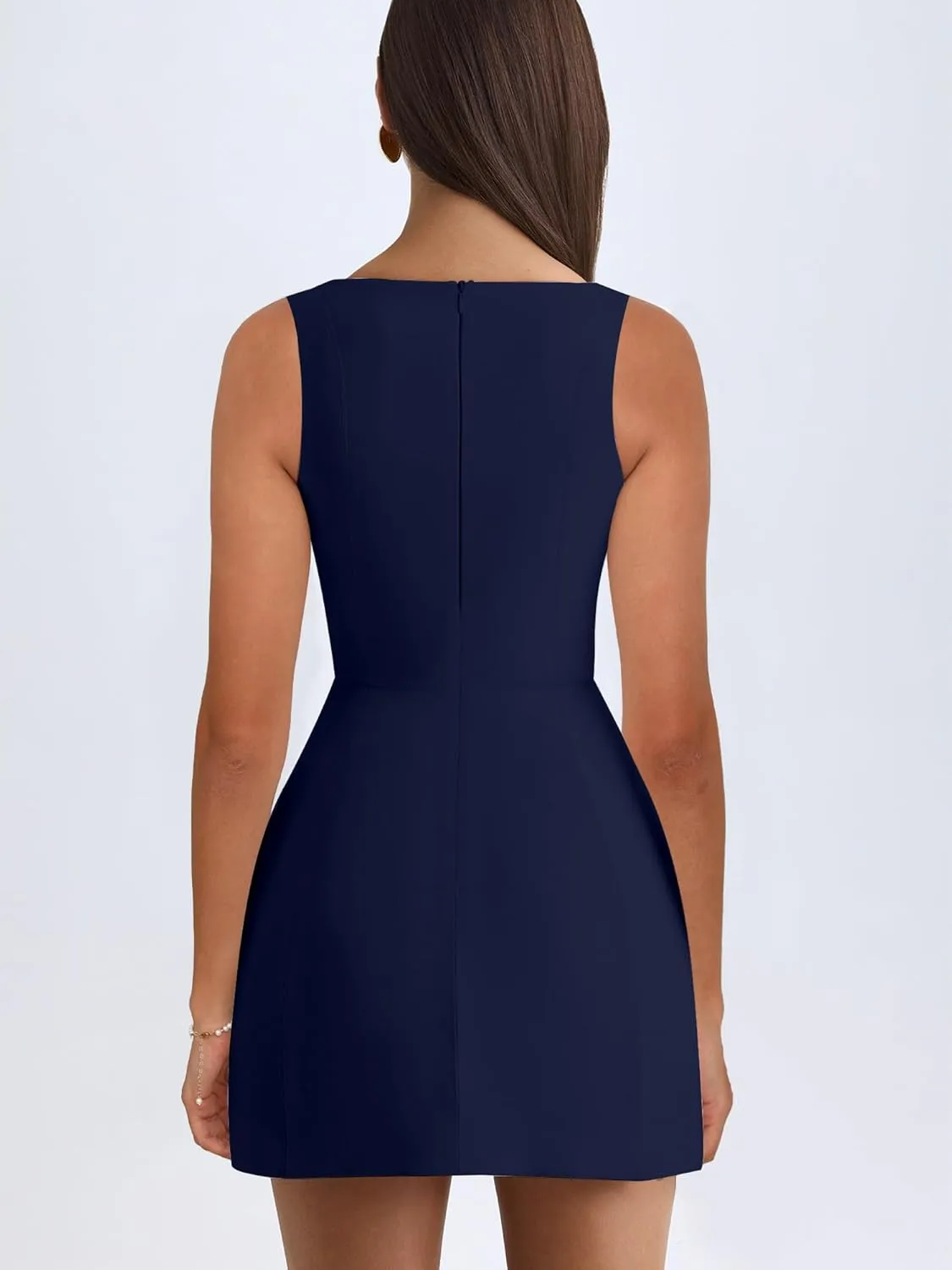 BORIFLORS Women's Sexy Bodycon Corset Mini A Line Dresses Sleeveless Square Neck Party Short Dress