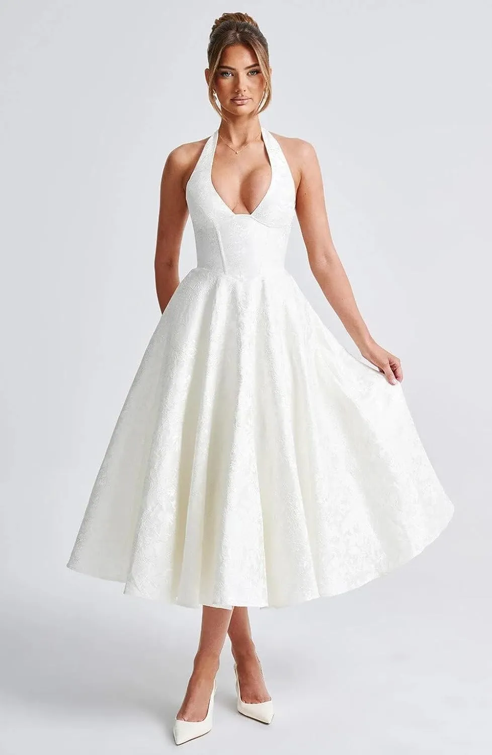 Bow Tea Length Prom Dress for Women Embroidery Satin Evening Party Gown A Line Corset Cocktail Dress