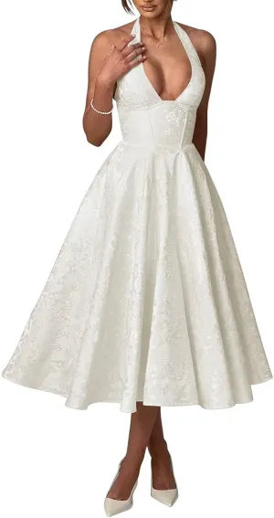 Bow Tea Length Prom Dress for Women Embroidery Satin Evening Party Gown A Line Corset Cocktail Dress