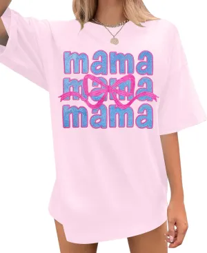 Boy Mom Oversized Tshirt Woman Sequin Graphic Tee Trendy Mama Shirt Mother Gifts Top Casual Short Sleeve Tops