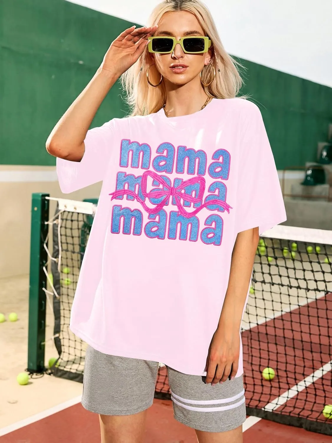 Boy Mom Oversized Tshirt Woman Sequin Graphic Tee Trendy Mama Shirt Mother Gifts Top Casual Short Sleeve Tops