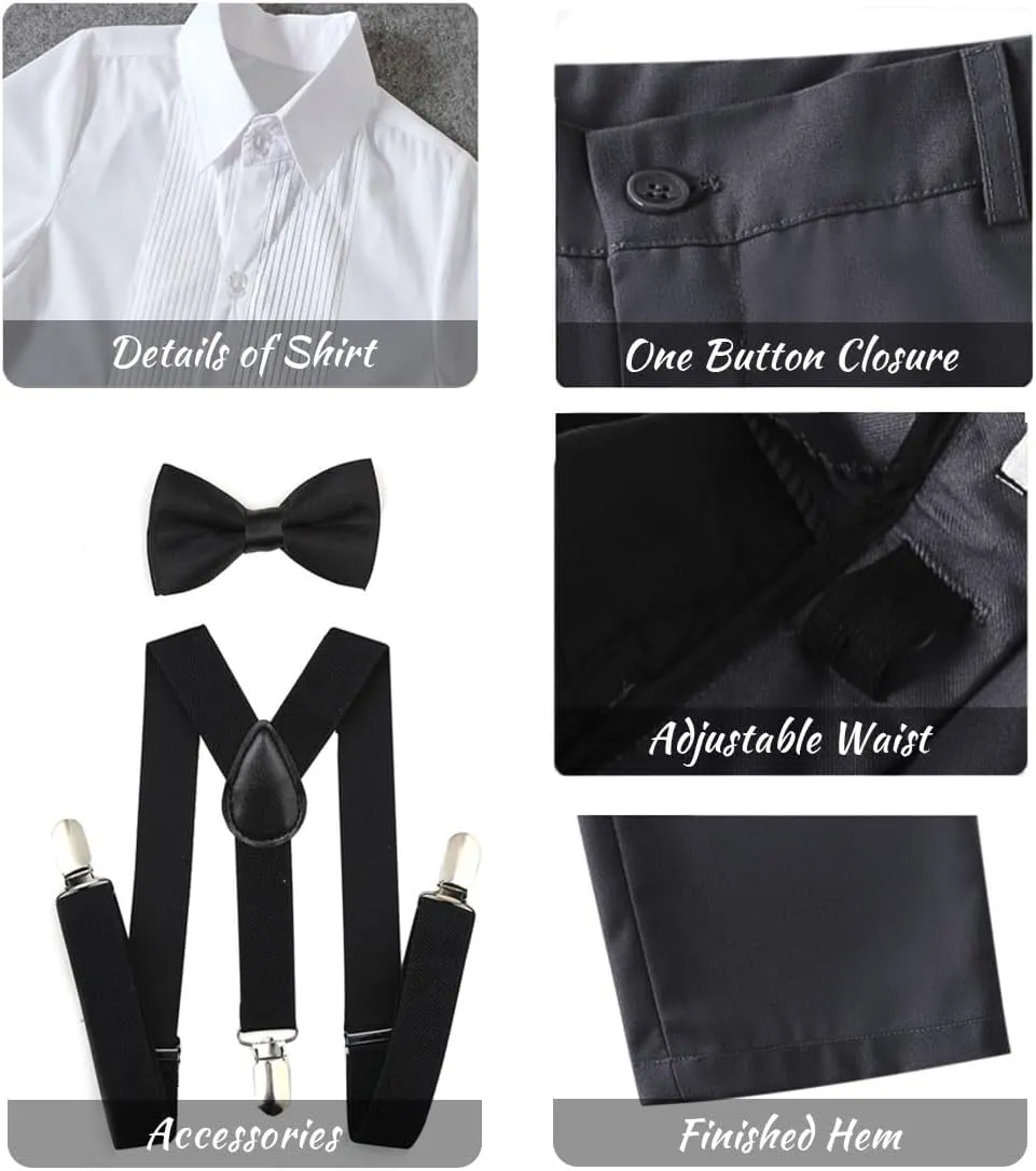 Boys Formal Suspenders Suits Set