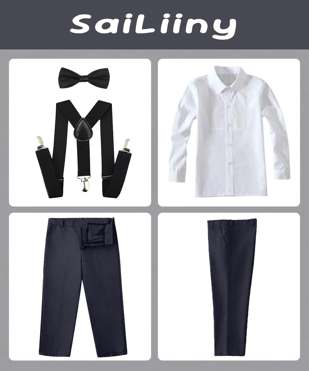 Boys Formal Suspenders Suits Set