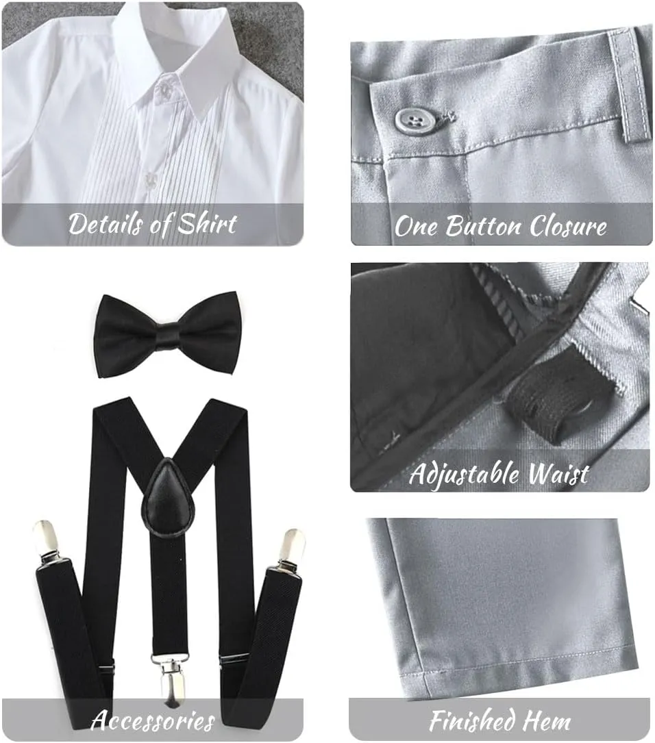 Boys Formal Suspenders Suits Set