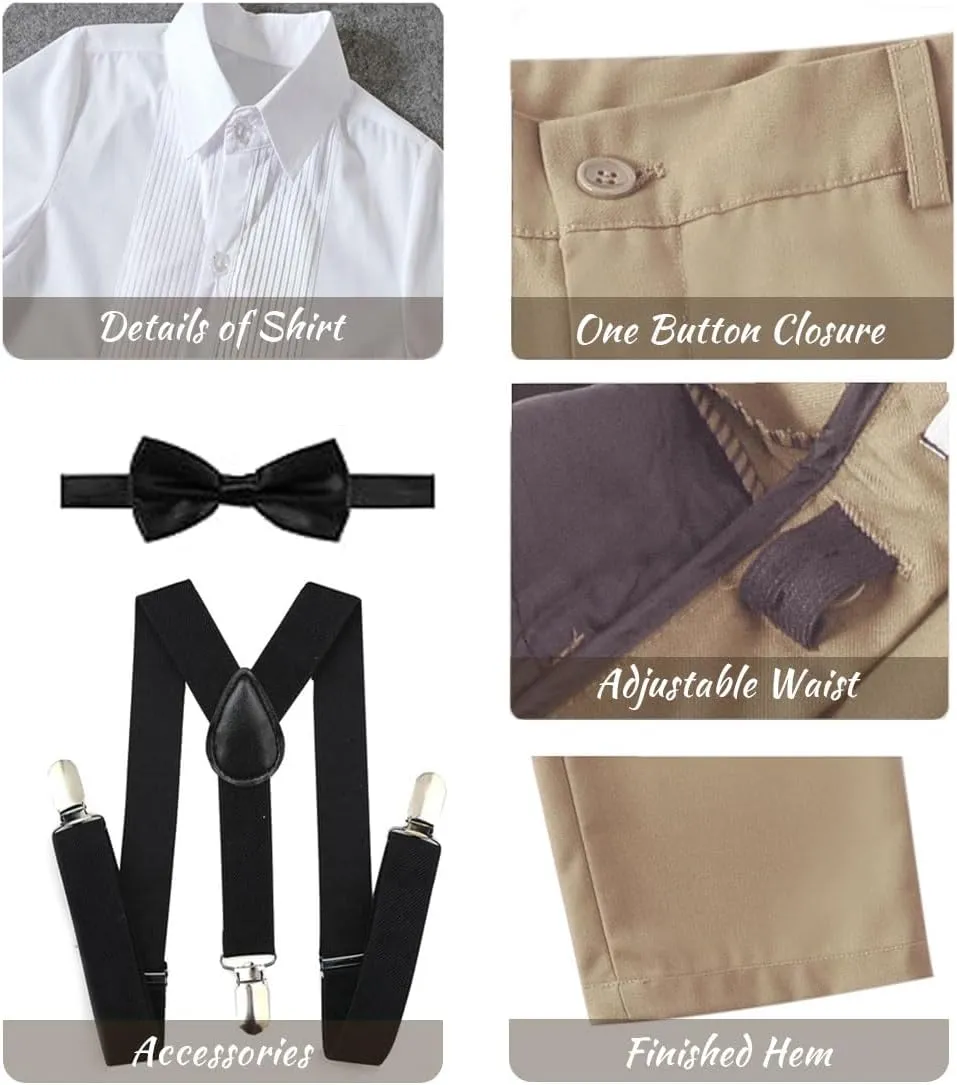 Boys Formal Suspenders Suits Set