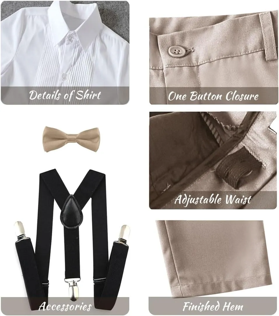 Boys Formal Suspenders Suits Set