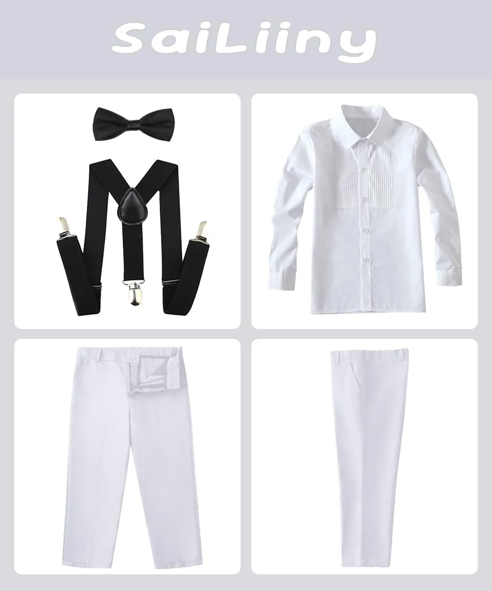 Boys Formal Suspenders Suits Set