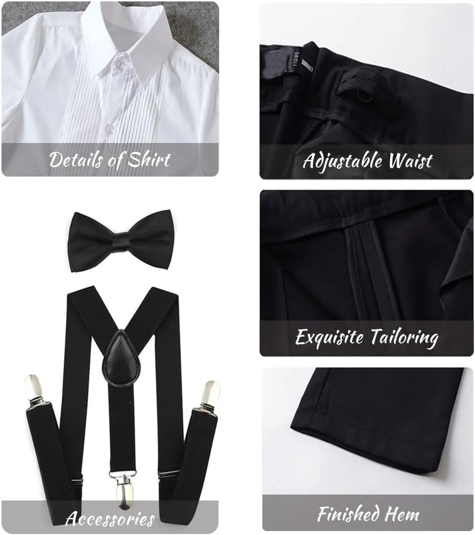 Boys Formal Suspenders Suits Set