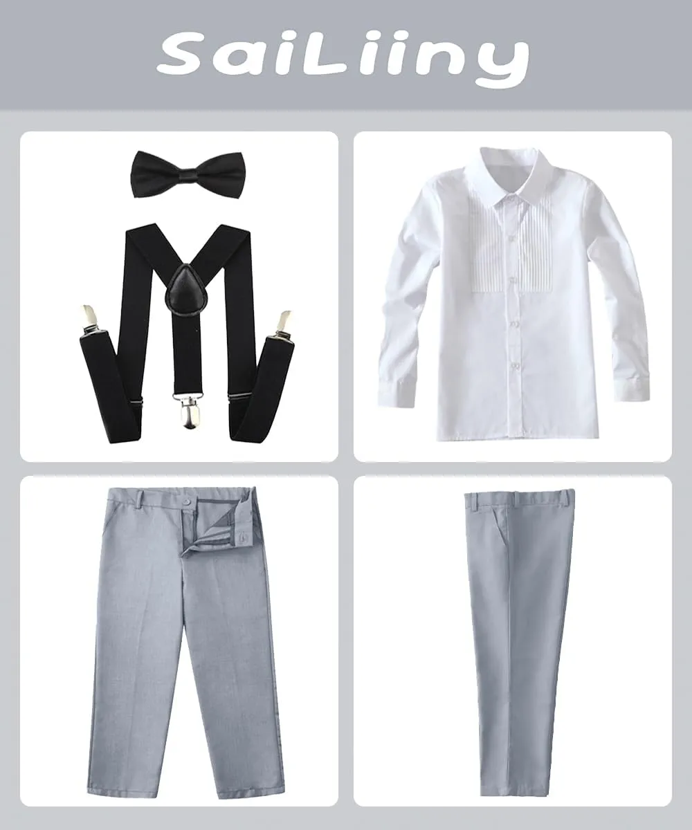 Boys Formal Suspenders Suits Set
