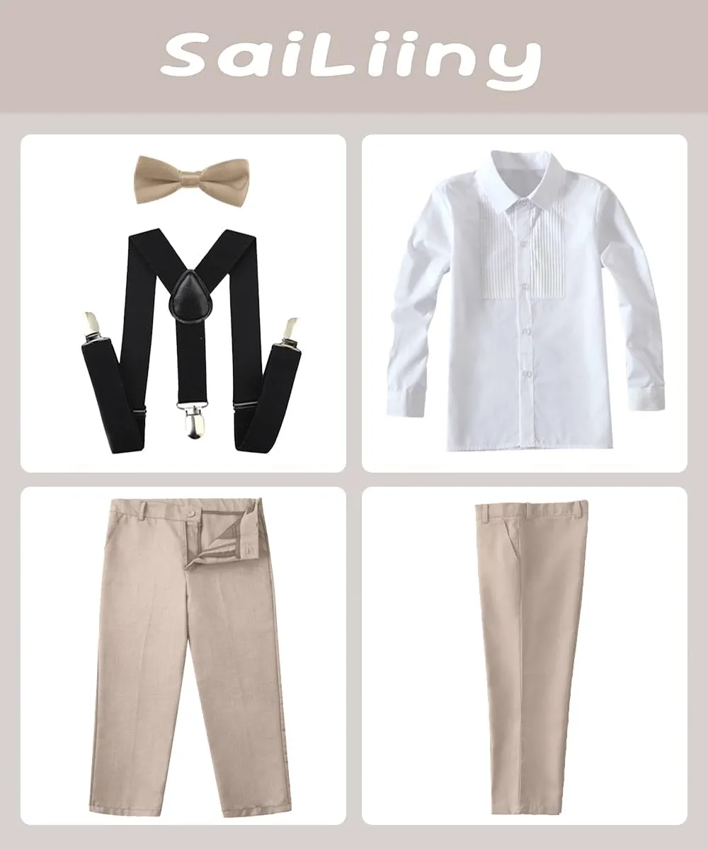 Boys Formal Suspenders Suits Set