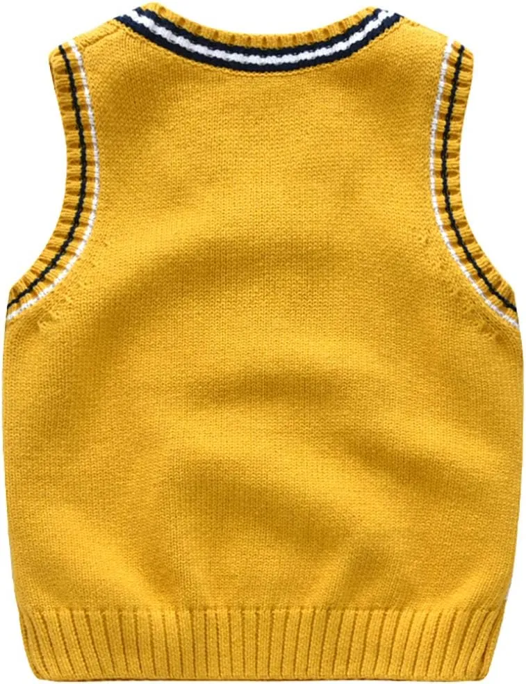 Boys Sweater Vest Cable Knit V-Neck Knitted Uniform Toddler Kids Girls Clothes Dress Vests